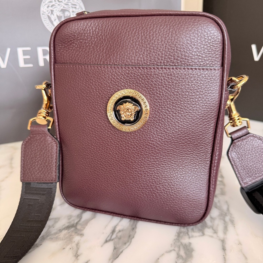 Versace Crossbody Bag Vitello Granato Garnet Oro Medusa Biggie 1002885 Bag - Picture 8 of 16